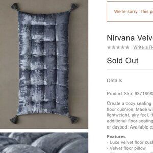 Urban Outfitters Nirvana Velvet Floor Cushion